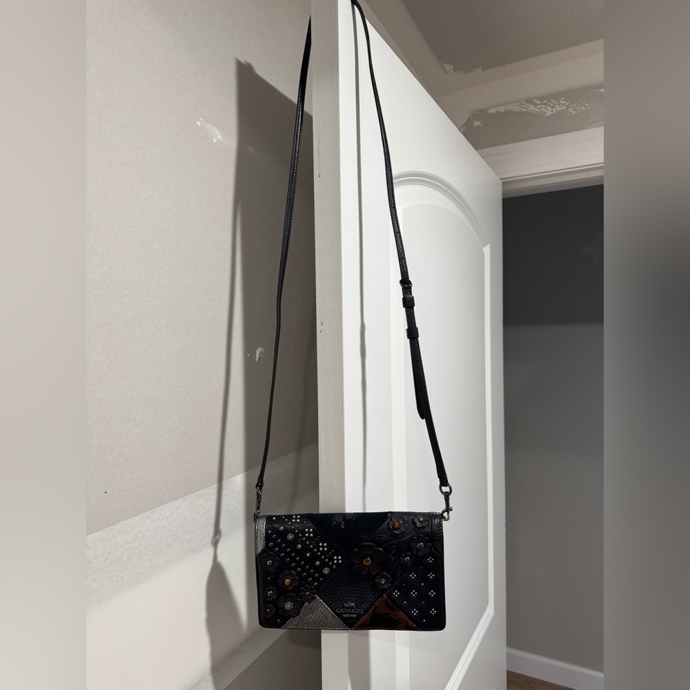 Coach Black Studded Floral Crossbody Bag